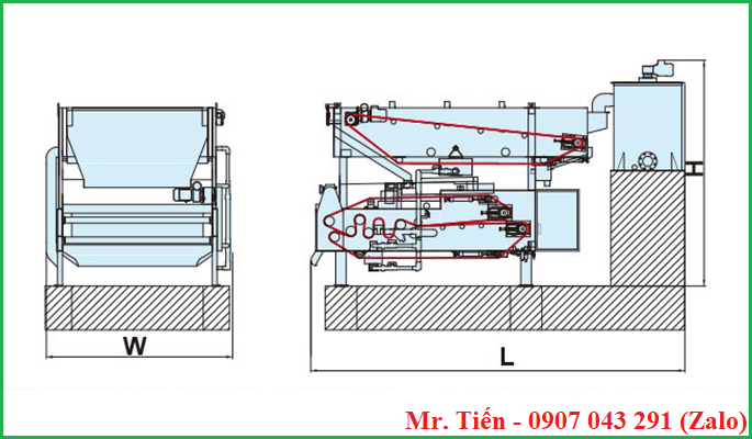 Máy ép bùn 3 băng tải TB3 hãng Yuanchang Máy ép bùn 3 băng tải TB3 hãng Yuanchang